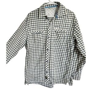 Cabela’s crisp L White Plaid Button-Up Shirt breathable outdoors fishing hiking
